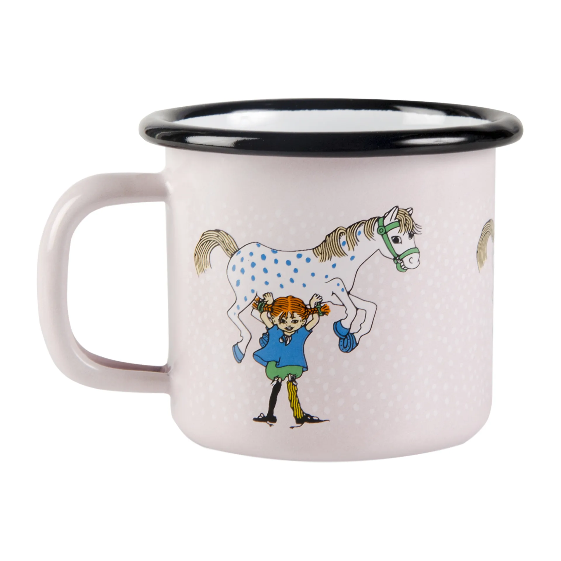 Tasse en émail Fifi et le cheval 1,5 dl, Rose clair Muurla