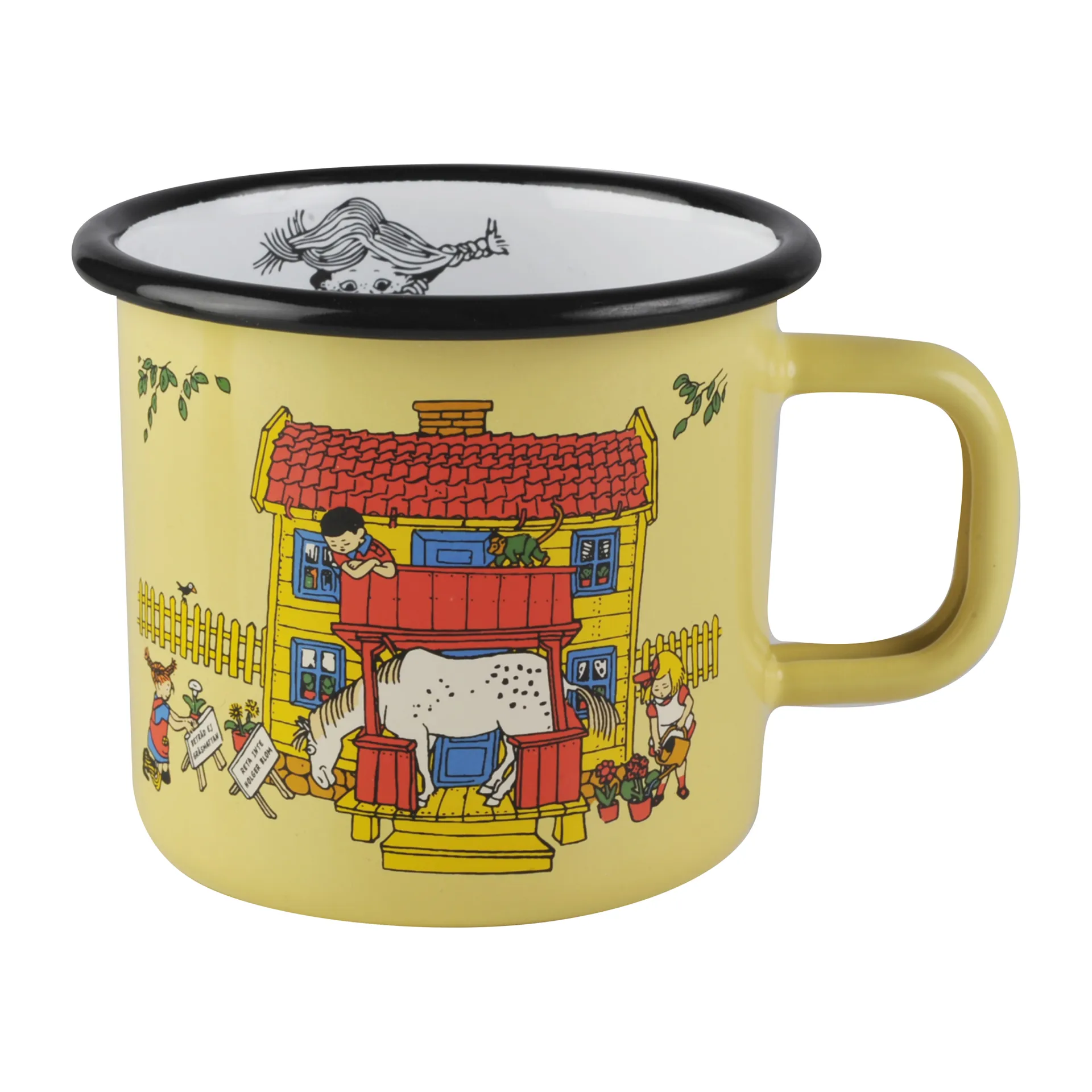 Tasse en émail Villa Villekulla 3,7 dl, Jaune Muurla