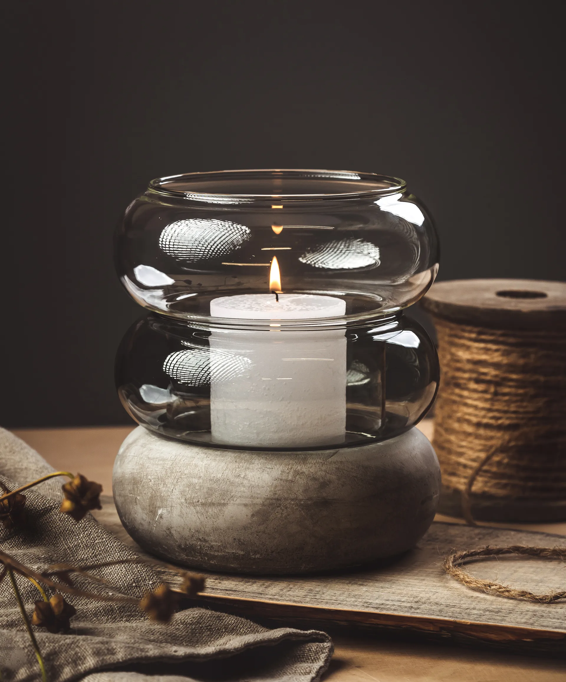 Vase/Photophore Bagel 22 cm, Gris Muurla