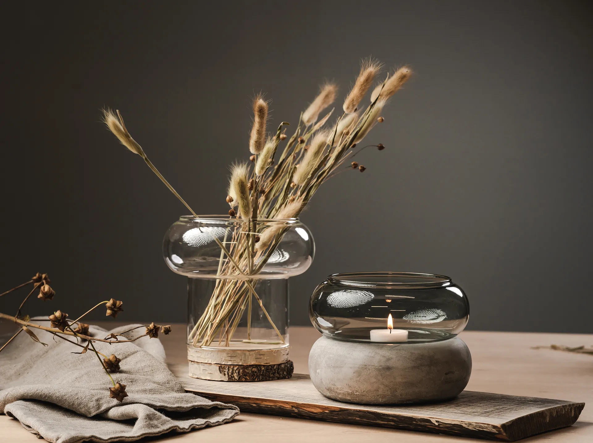 Vase/Photophore Bagel 22 cm, Gris Muurla