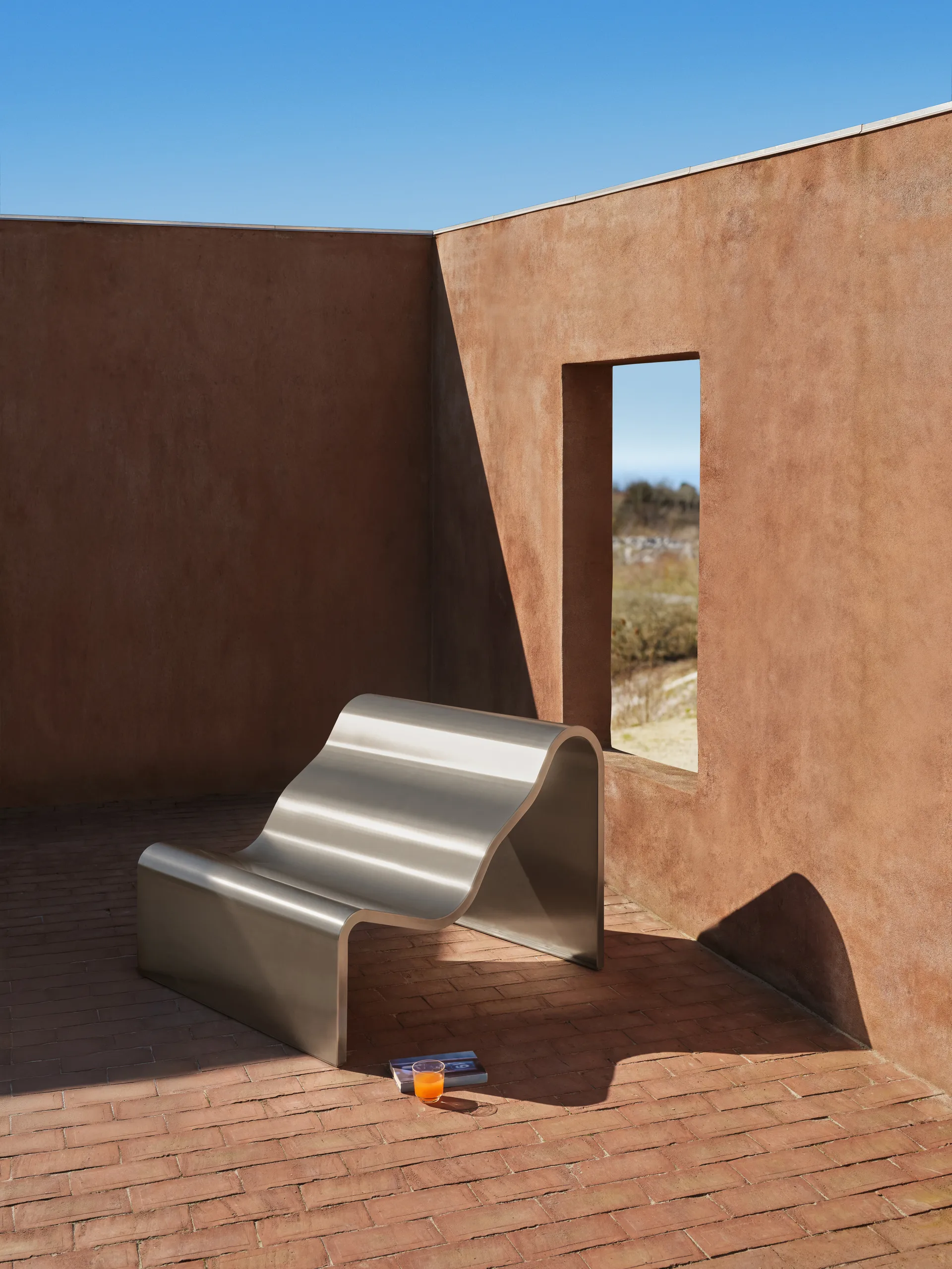 Banc Dream View, Acier brossé, 100 cm Muuto