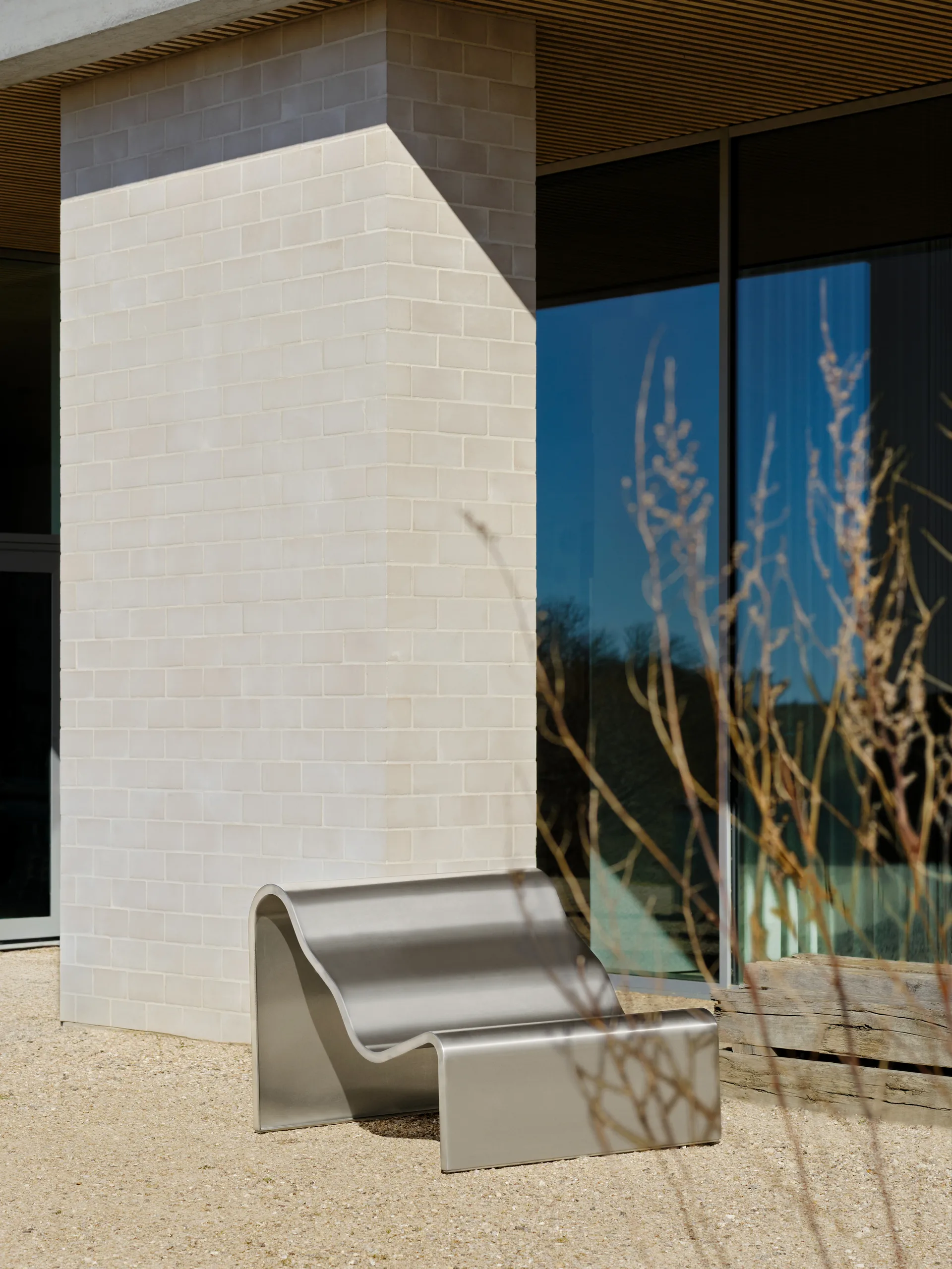 Banc Dream View, Acier brossé, 100 cm Muuto