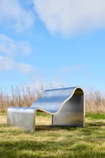 Banc Dream View - Acier brossé, 100 cm - Muuto