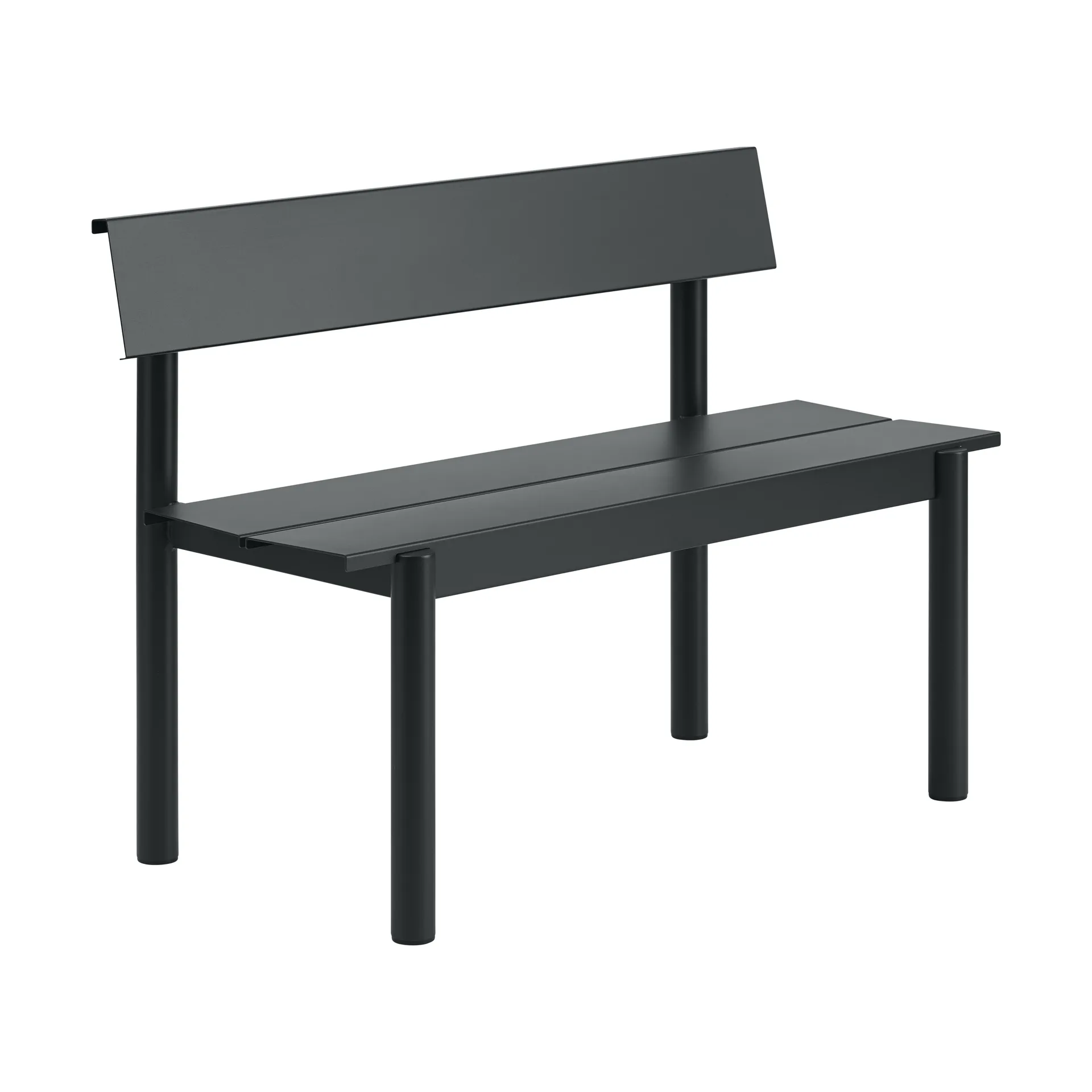 Banc Linear Steel avec dossier, Noir, 110x34 cm Muuto
