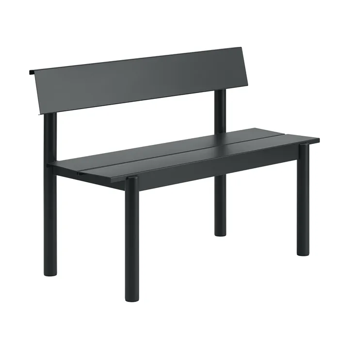 Banc Linear Steel avec dossier - Noir, 110x34 cm - Muuto