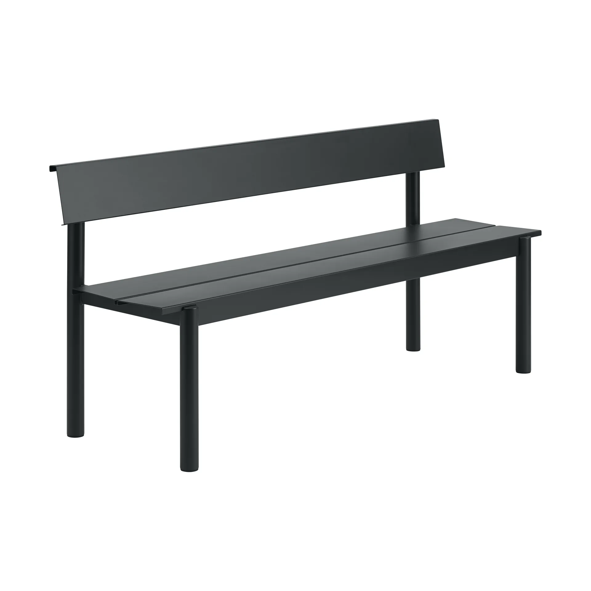 Banc Linear Steel avec dossier, Noir, 170x34 cm Muuto