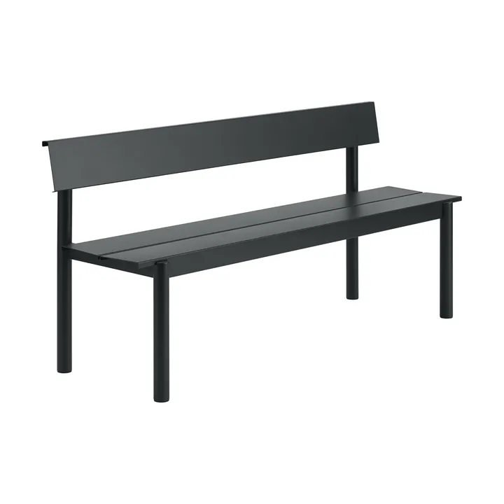 Banc Linear Steel avec dossier - Noir, 170x34 cm - Muuto