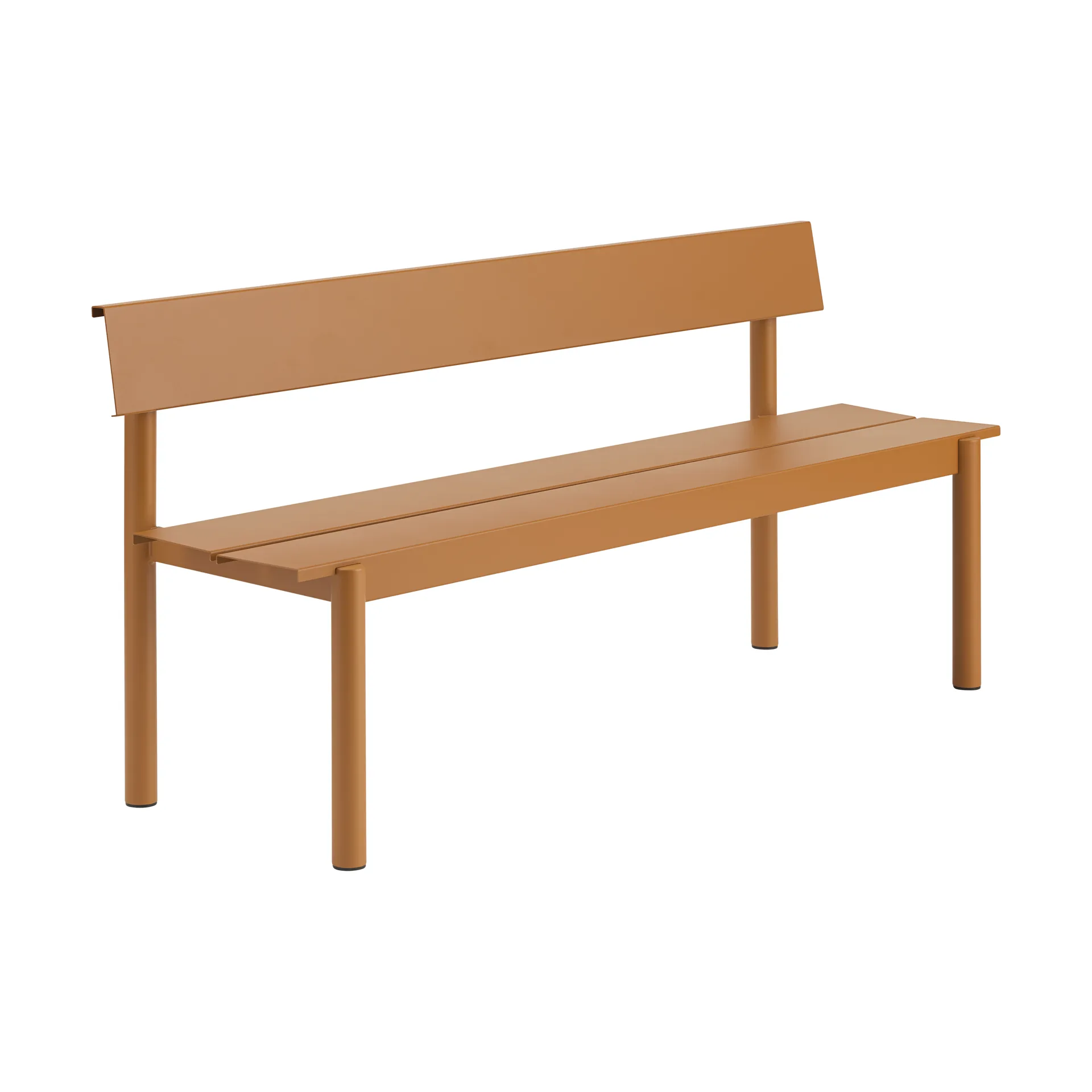 Banc Linear Steel avec dossier, Orange brûlé, 170x34 cm Muuto