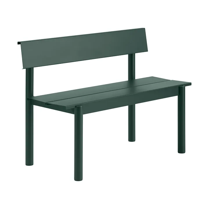 Banc Linear Steel avec dossier - Vert foncé, 110x34 cm - Muuto