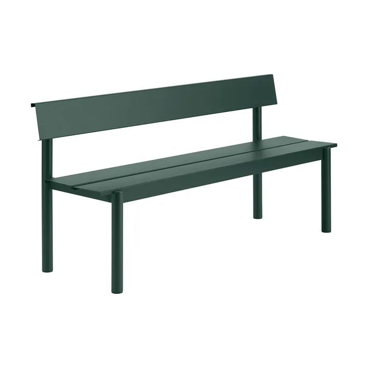 Banc Linear Steel avec dossier - Vert foncé, 170x34 cm - Muuto