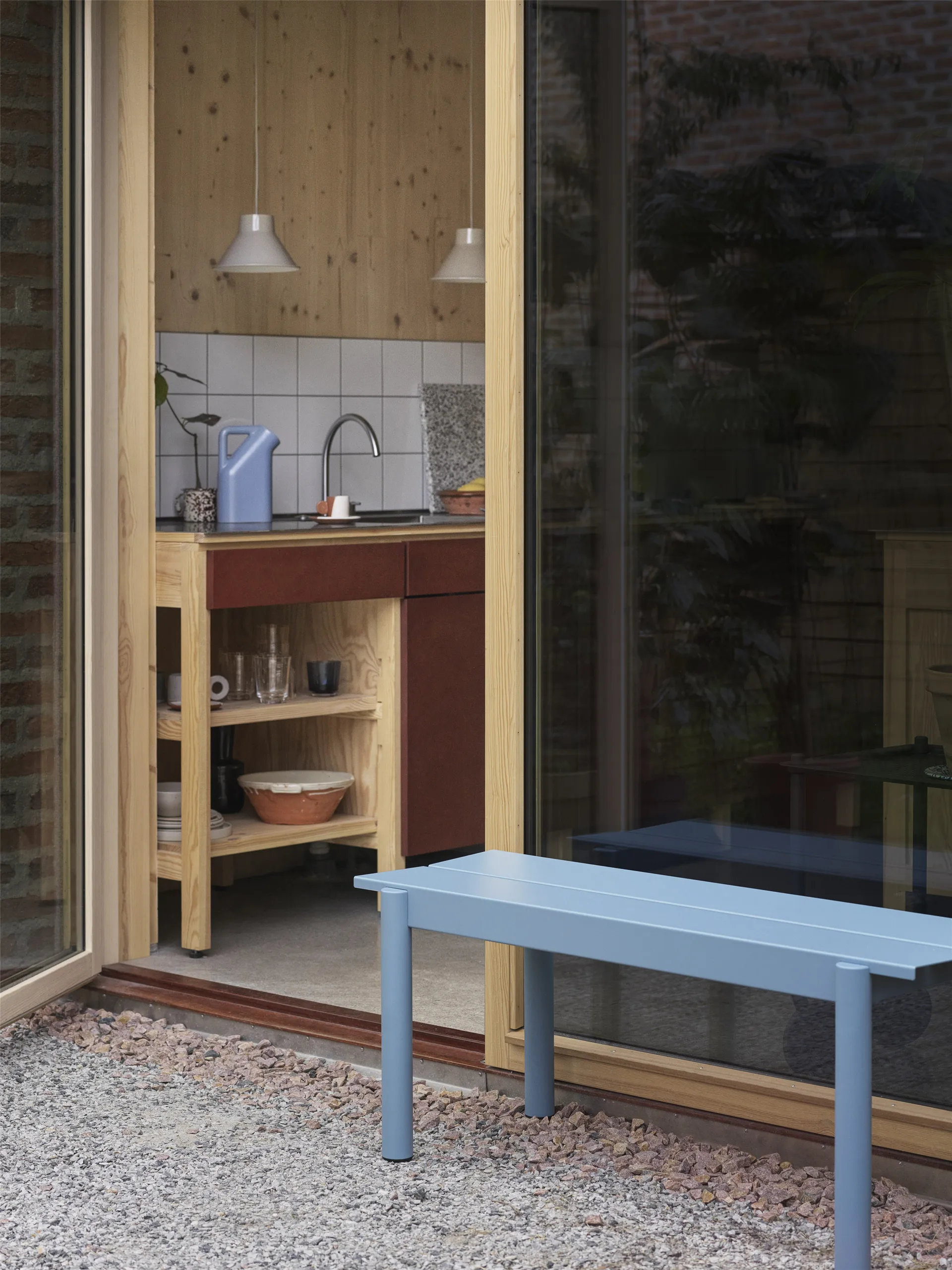 Banc Linear steel bench 110x34 cm, Pale blue Muuto