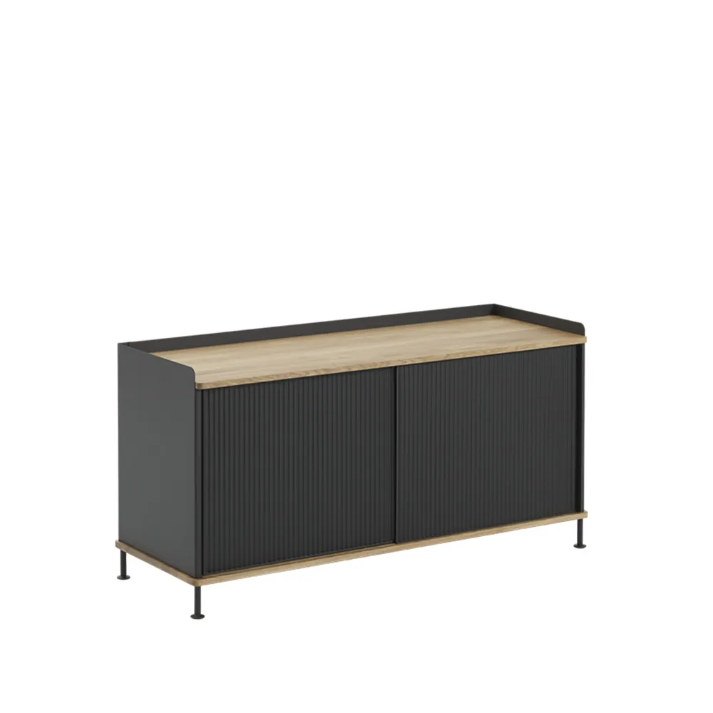 Buffet Enfold Low, Black-Oak-Metal Muuto