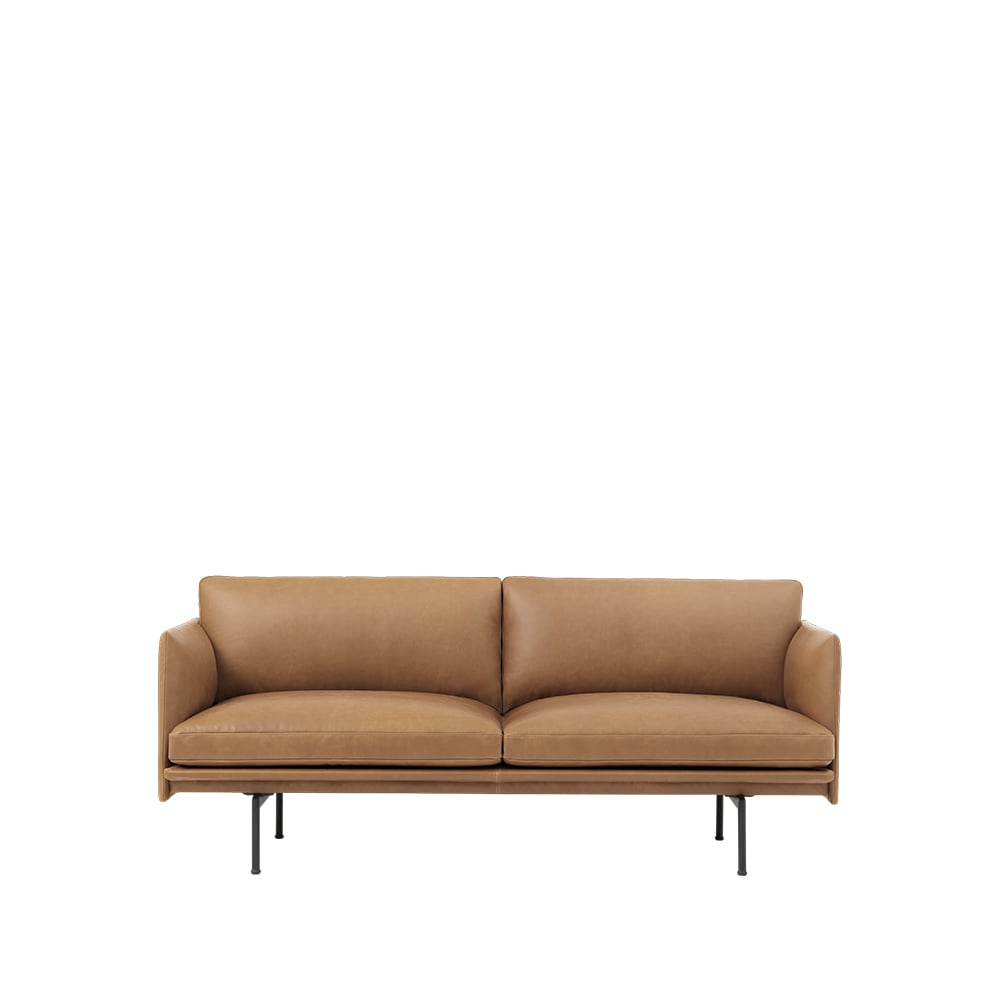 Muuto Canapé Outline 2 places Refine leather cognac-Black
