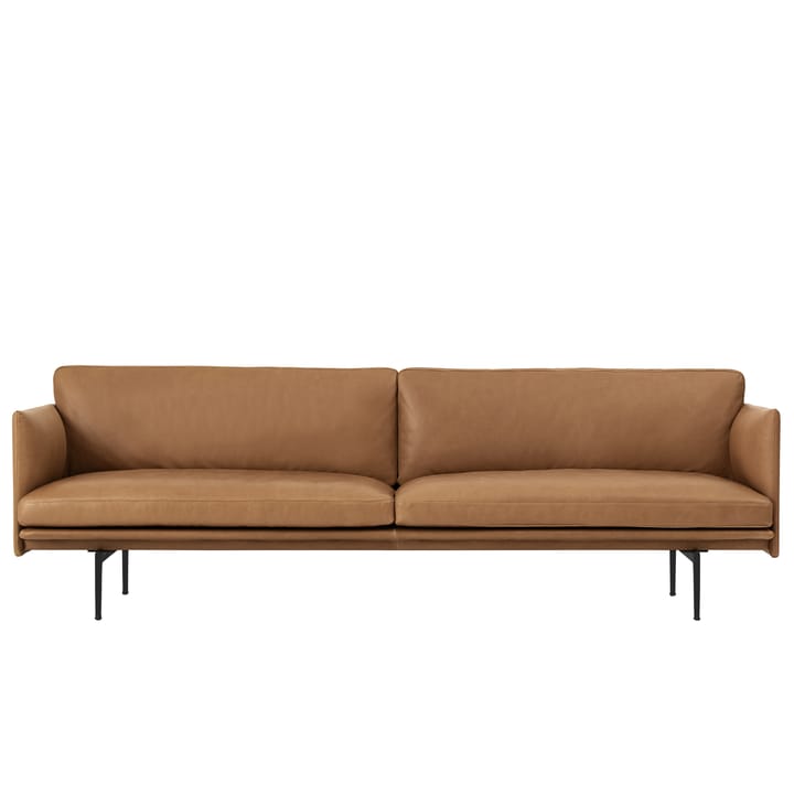 Canapé Outline 3 places cuir - Cognac-pieds noirs - Muuto