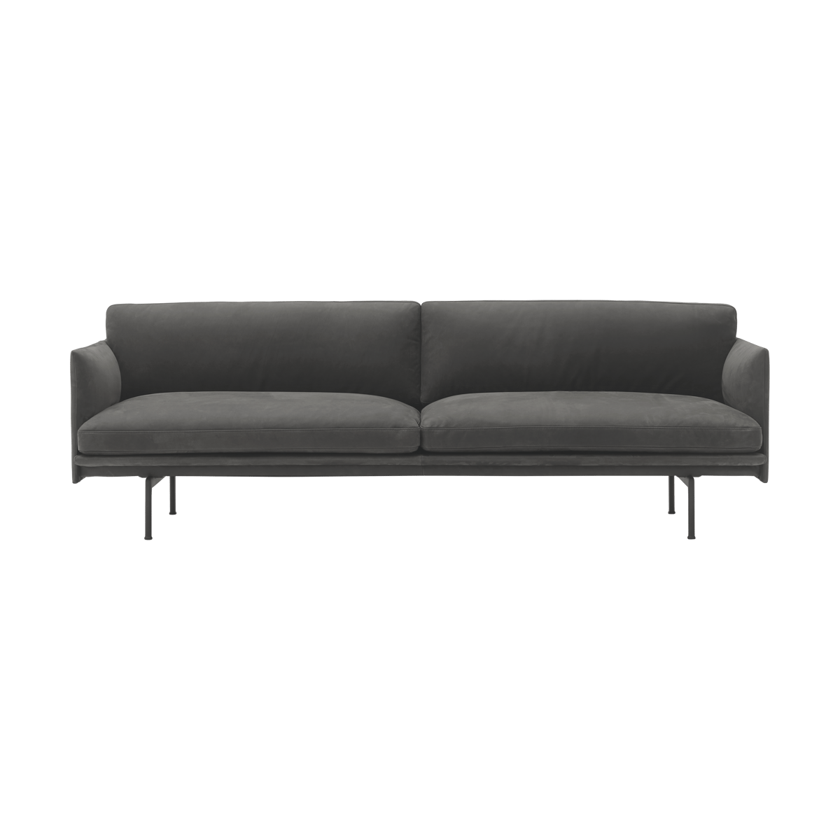 Muuto Canapé Outline 3 places cuir Grace leather Camel-svarta ben