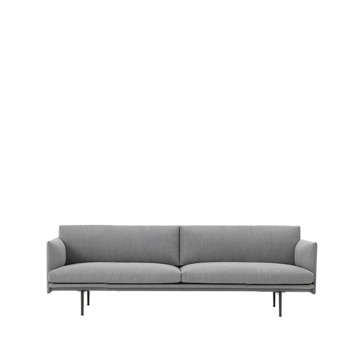 Canapé Outline 3 places tissu - tissu fiord 151 grey, pieds noirs - Muuto