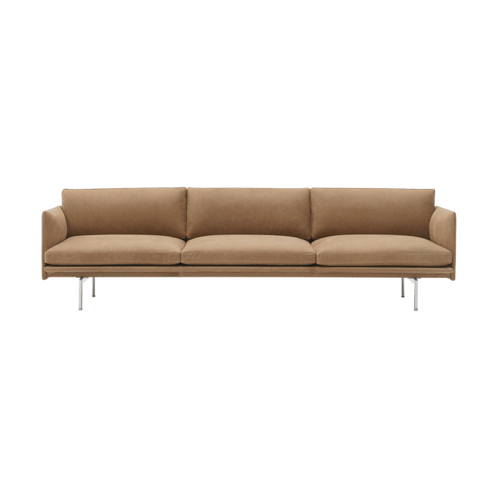 Canapé Outline 3,5 places, aluminium poli - Grace leather Camel - Muuto