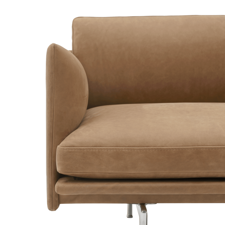 Canapé Outline 3,5 places, aluminium poli - Grace leather Camel - Muuto