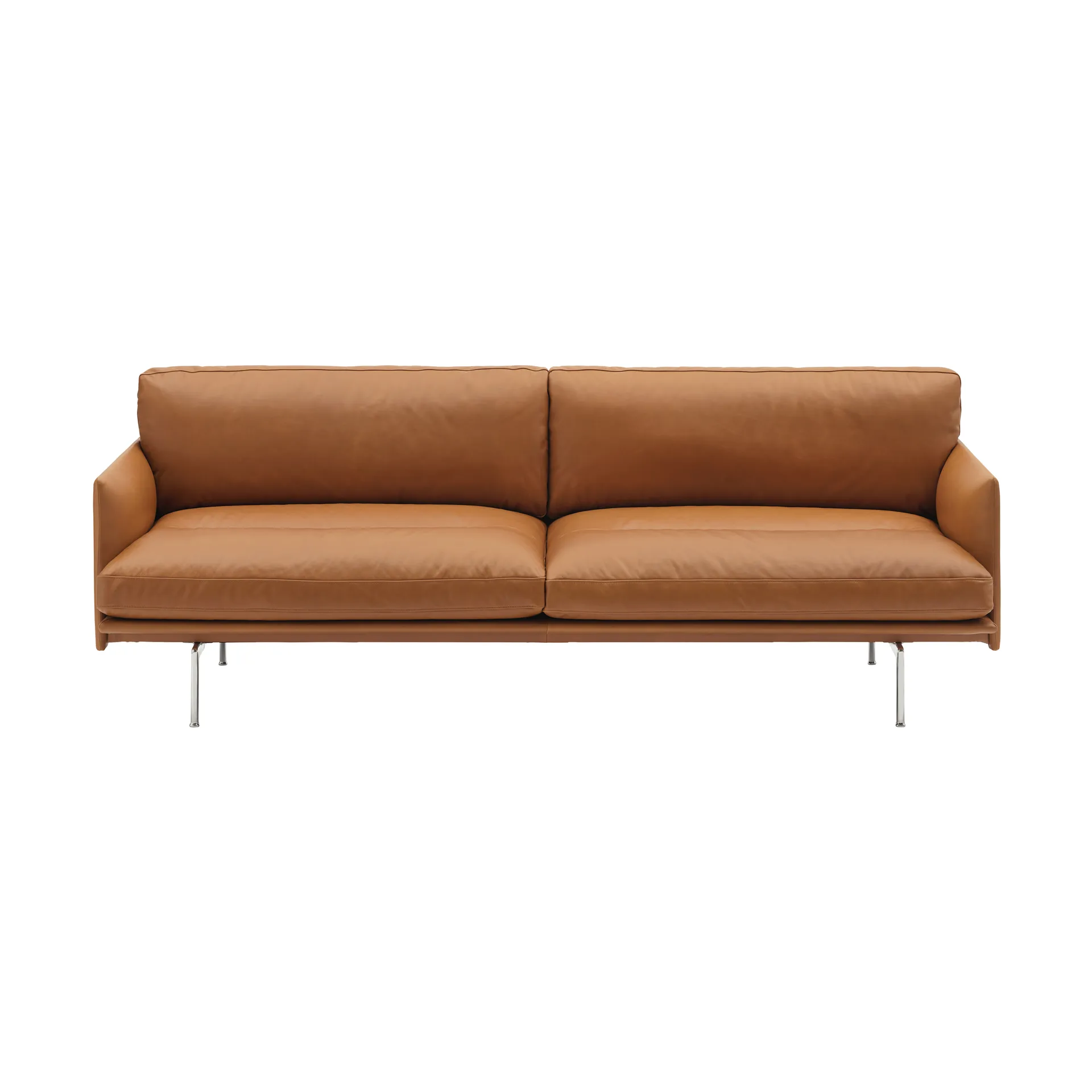 Canapé Outline Soft, Refine Leather Cognac-pieds en aluminium, 3 places Muuto