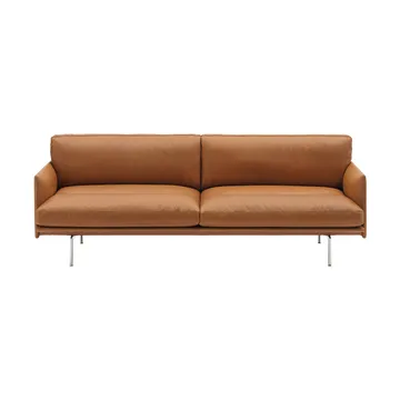 Canapé Outline Soft - Refine Leather Cognac-pieds en aluminium, 3 places - Muuto
