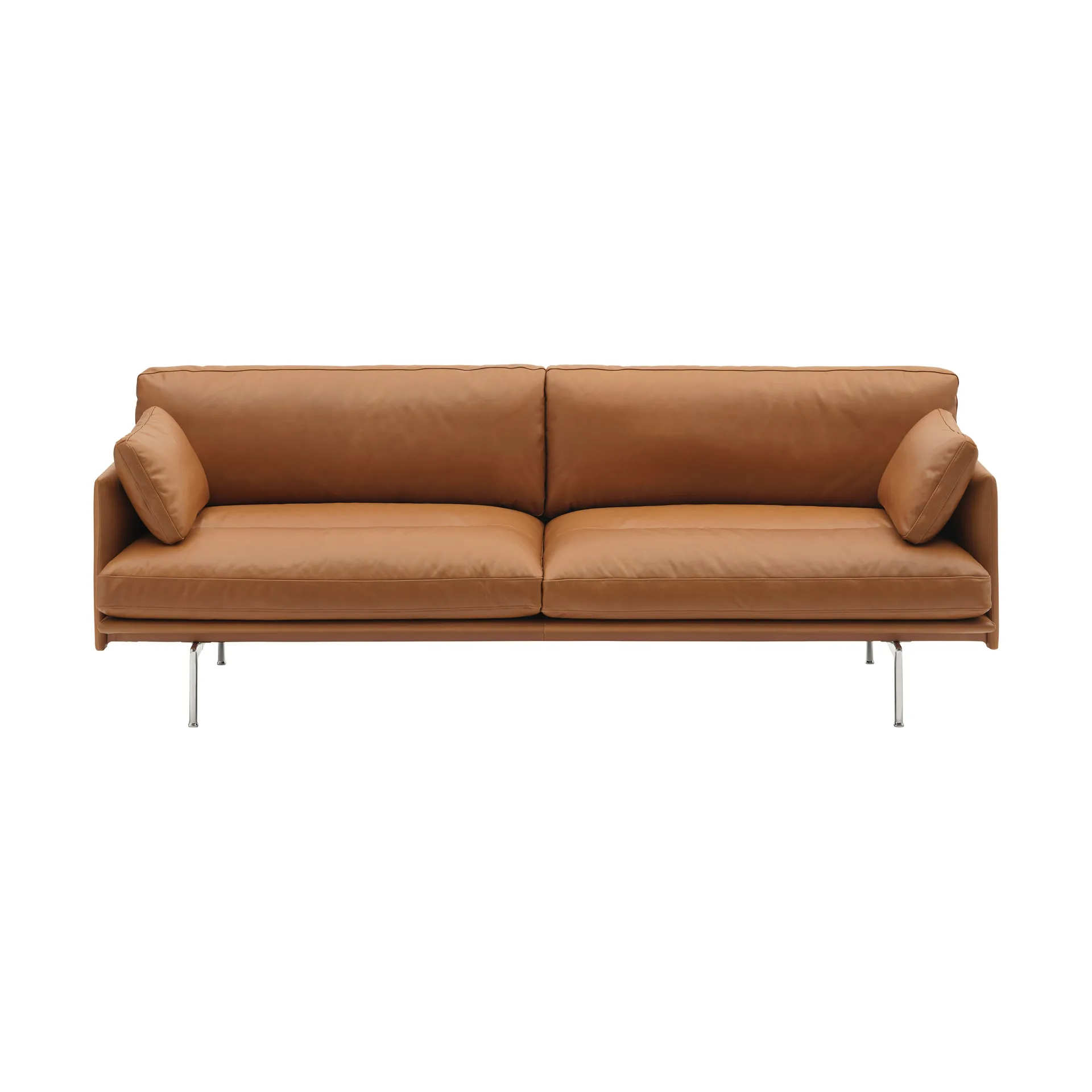 Canapé Outline Soft, Refine Leather Cognac-pieds en aluminium, 3 places Muuto
