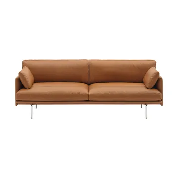 Canapé Outline Soft - Refine Leather Cognac-pieds en aluminium, 3 places - Muuto