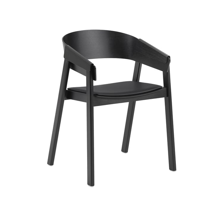 Chaise avec accoudoirs Cover assise revêtue de tissu - Refine leather black-Black - Muuto