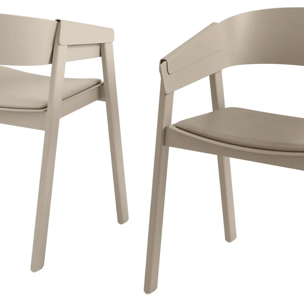 Chaise avec accoudoirs Cover assise revêtue de tissu, Refine leather black-Black Muuto