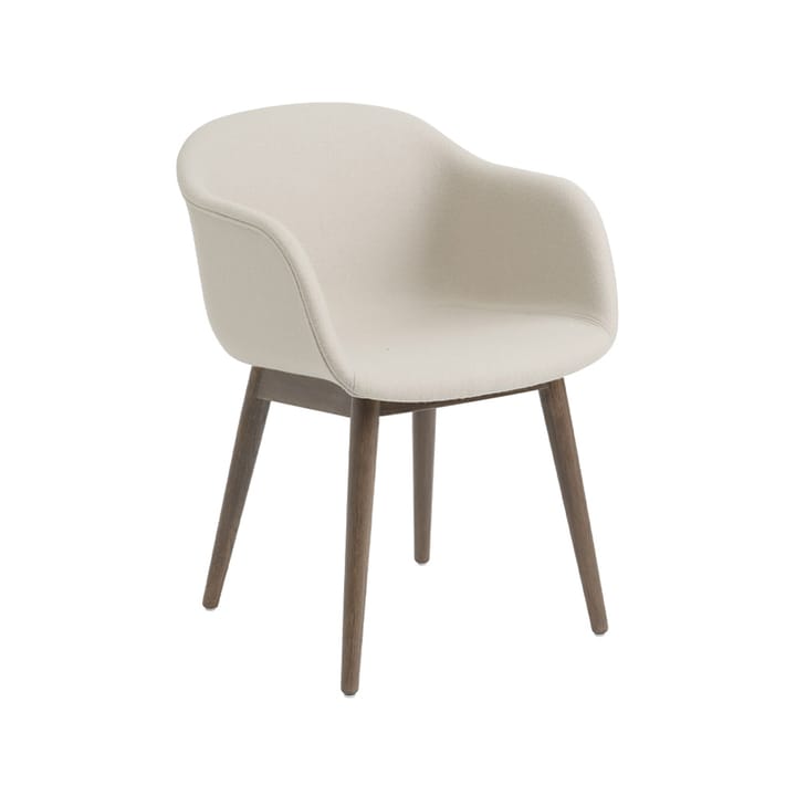 Chaise avec accoudoirs Fiber pieds en bois - tissu hero 211 beige, pieds en chêne lasuré marron - Muuto