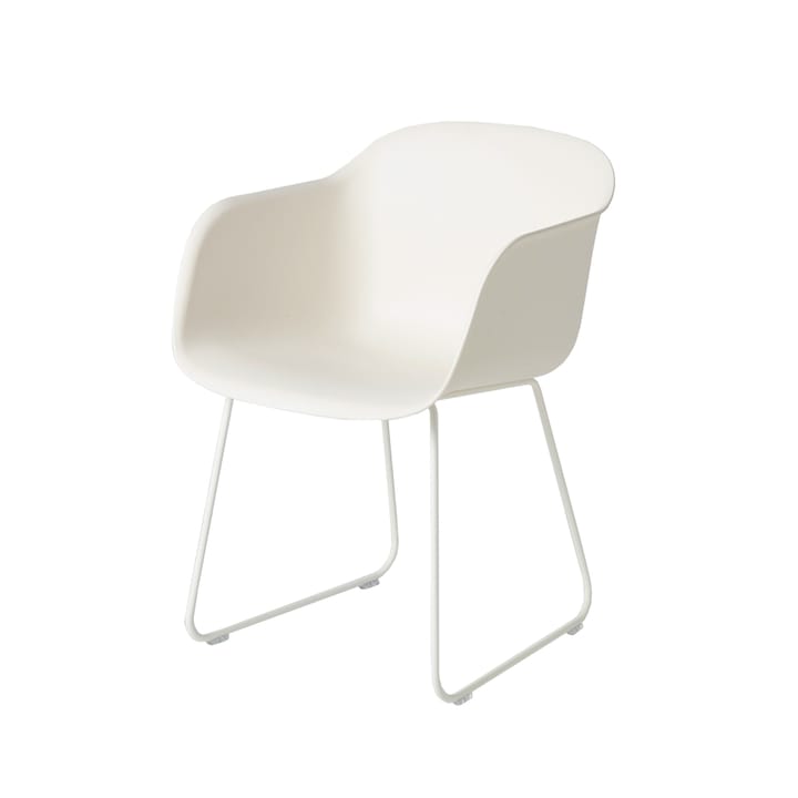 Chaise avec accoudoirs Fiber sled base - natural white, pieds luge blancs - Muuto