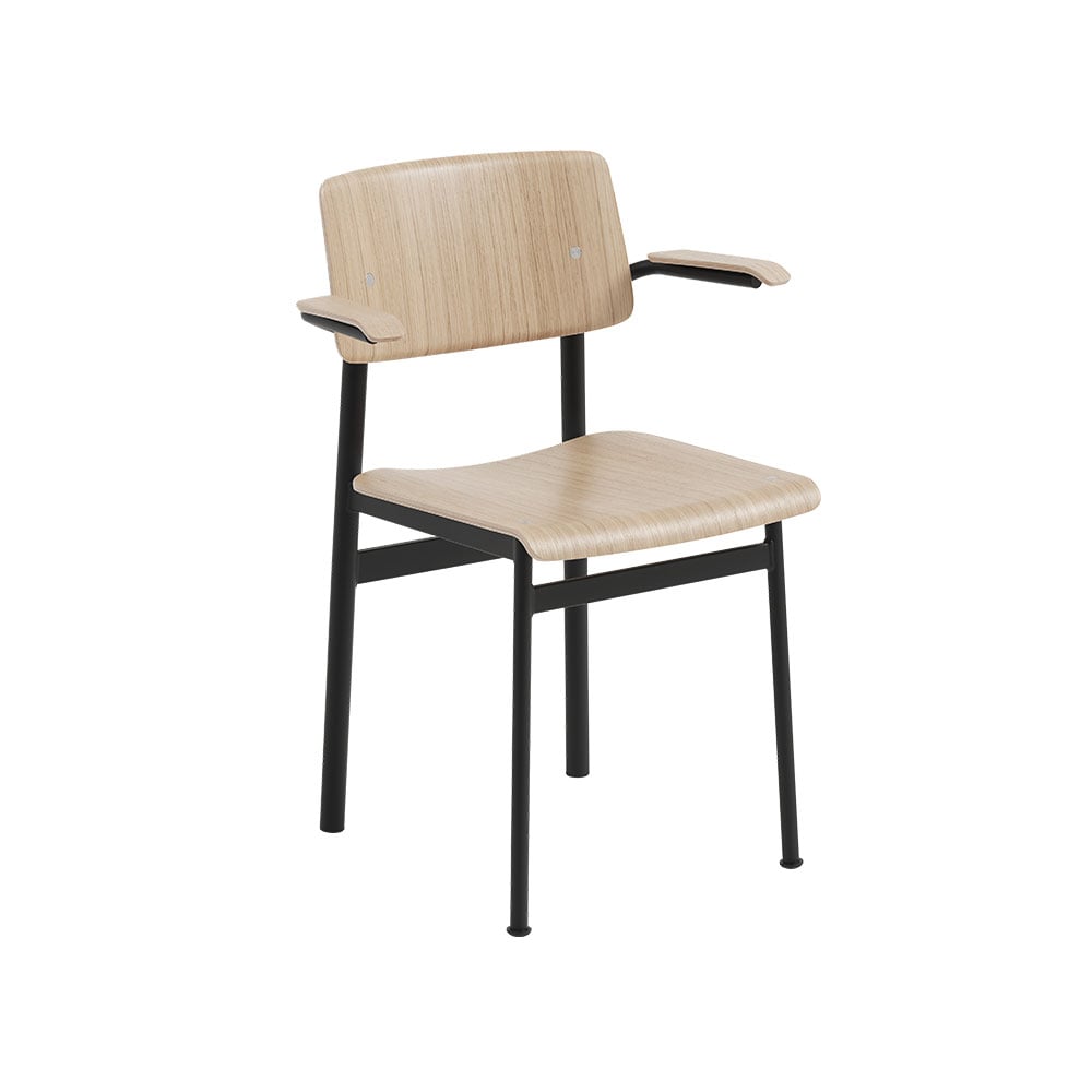 Muuto Chaise avec accoudoirs Loft Oak-Black | Design Scandinave | Chaises | Beige