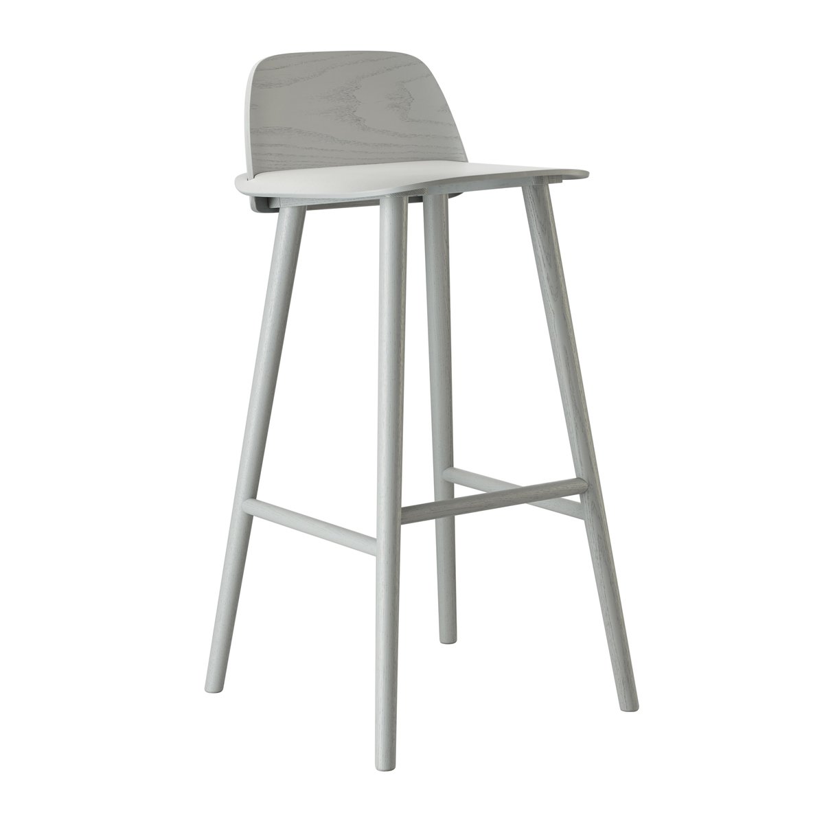 Muuto Chaise de bar Nerd 75 cm Grey | Design Scandinave | Tabourets de bar | Gris
