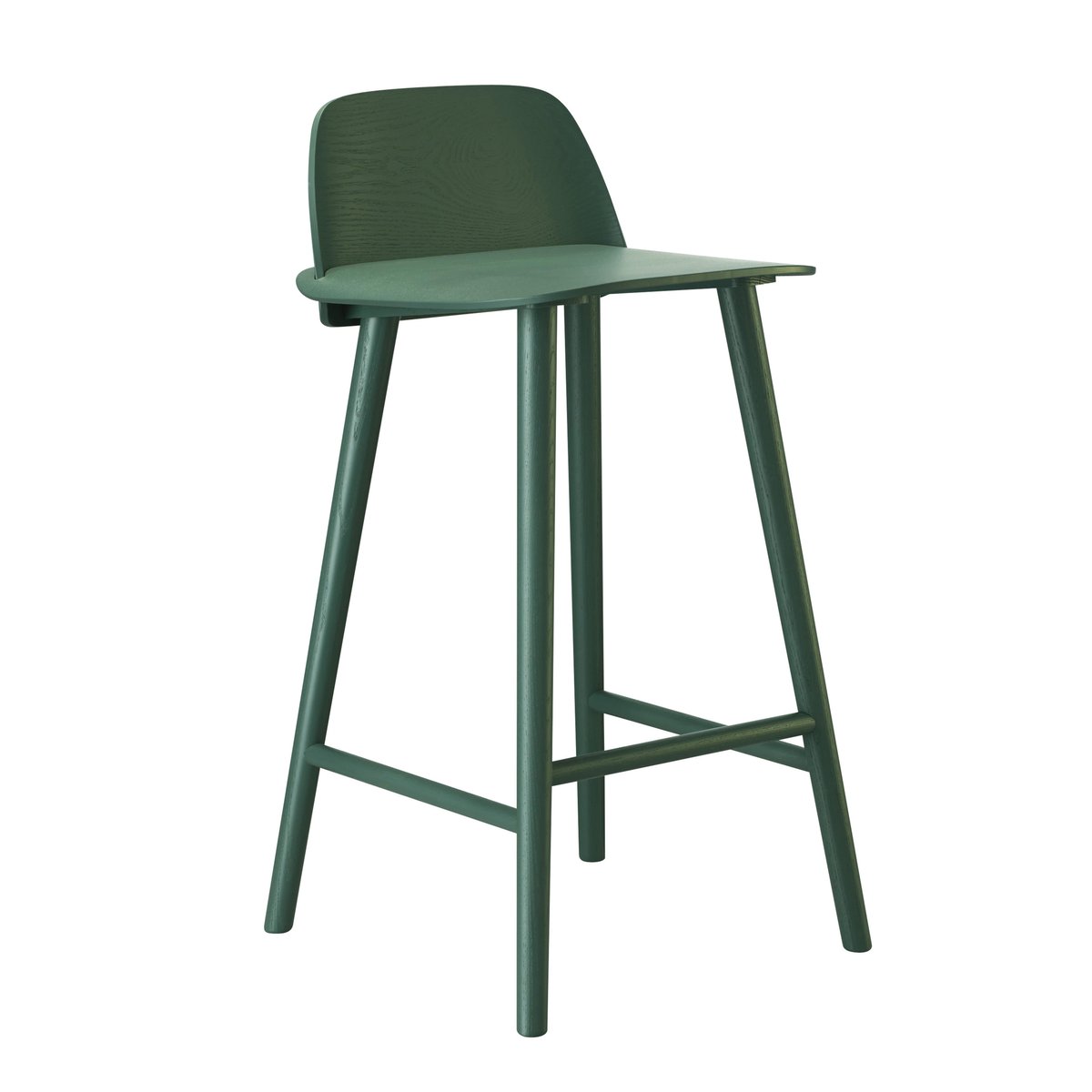 Muuto Chaise de bar Nerd 75 cm vert foncé | Design Scandinave | Tabourets de bar | Vert