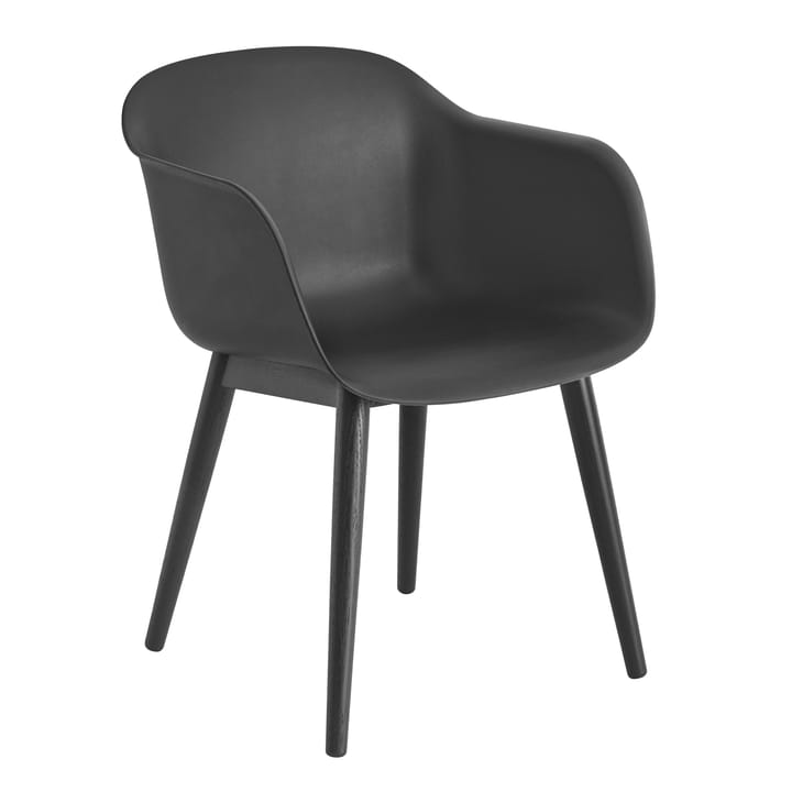 Chaise Fiber Chair avec accoudoir et pieds en bois - Anthracite Black (plastic) - Muuto