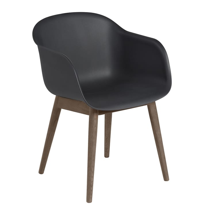 Chaise Fiber Chair avec accoudoir et pieds en bois - Black-Stained dark brown - Muuto