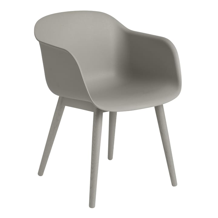 Chaise Fiber Chair avec accoudoir et pieds en bois - Grey (plastic) - Muuto