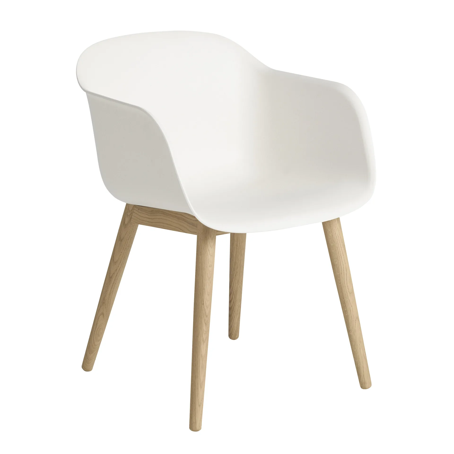 Chaise Fiber Chair avec accoudoir et pieds en bois, Natural white-Oak Muuto