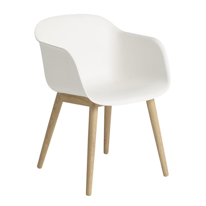 Chaise Fiber Chair avec accoudoir et pieds en bois - Natural white-Oak - Muuto