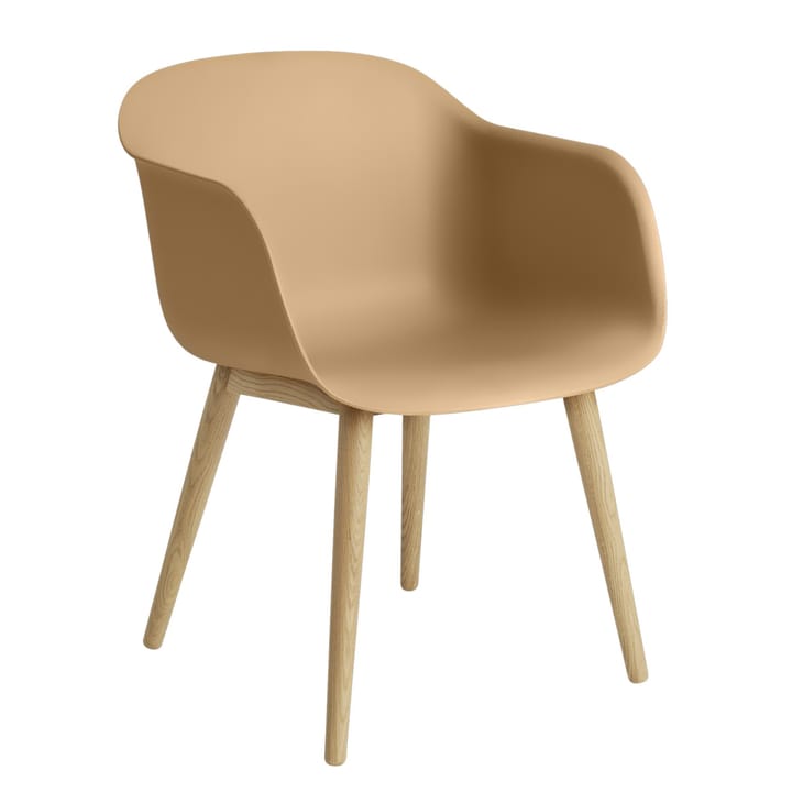 Chaise Fiber Chair avec accoudoir et pieds en bois - Ocre-chêne - Muuto