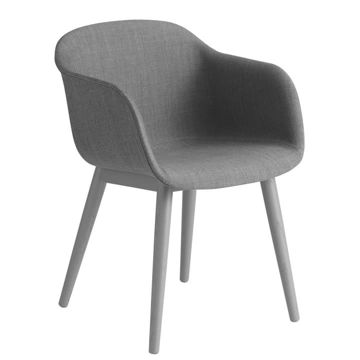 Chaise Fiber Chair avec accoudoir et pieds en bois - Remix 133-gris - Muuto