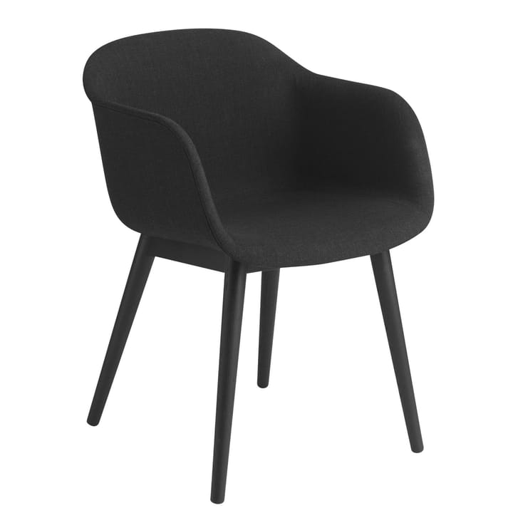 Chaise Fiber Chair avec accoudoir et pieds en bois - Remix 183-noir - Muuto