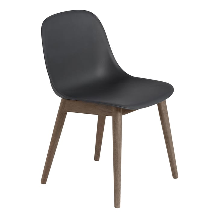 Chaise Fiber Side Chair avec pieds en bois - Black-stained dark brown - Muuto