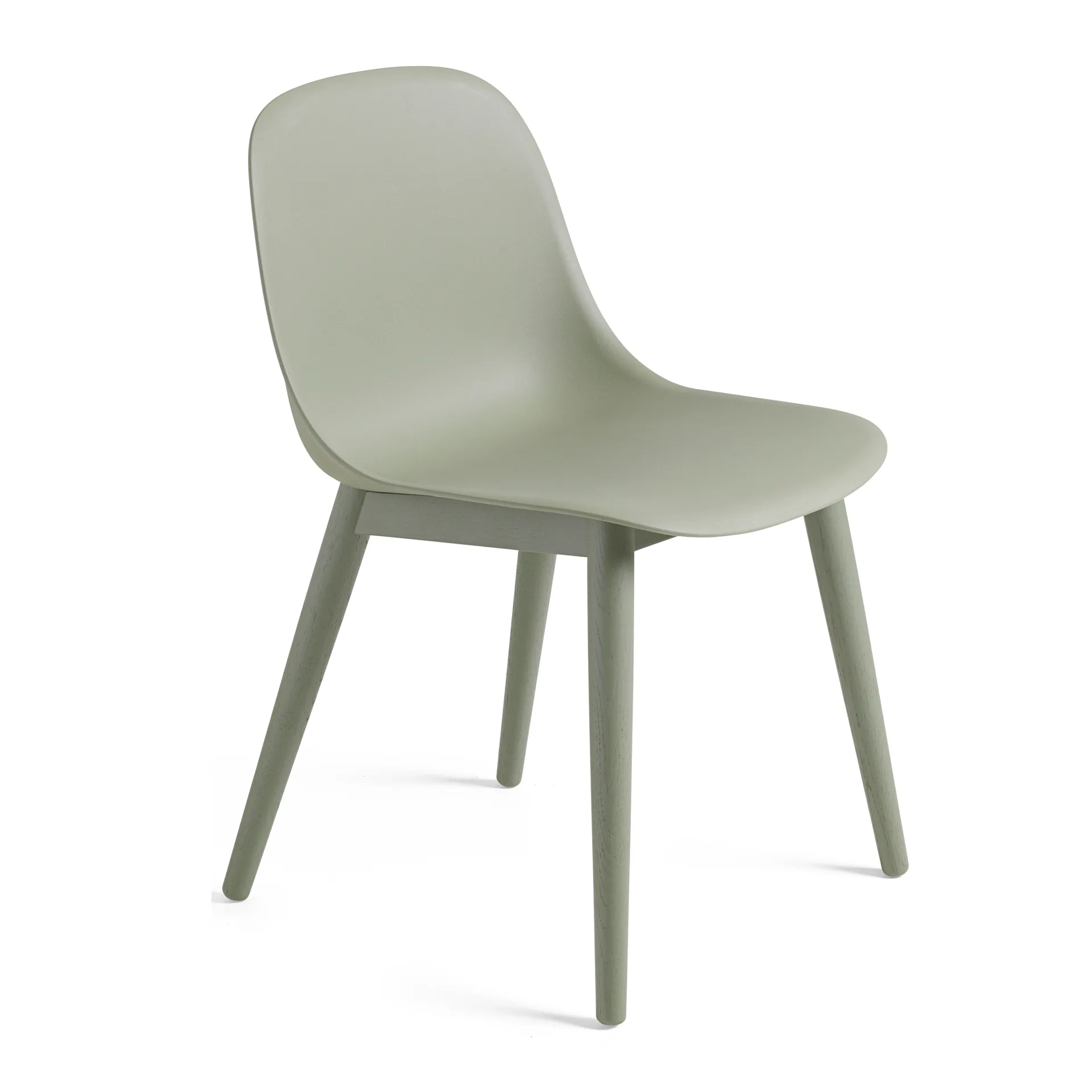 Chaise Fiber Side Chair avec pieds en bois, dusty green Muuto