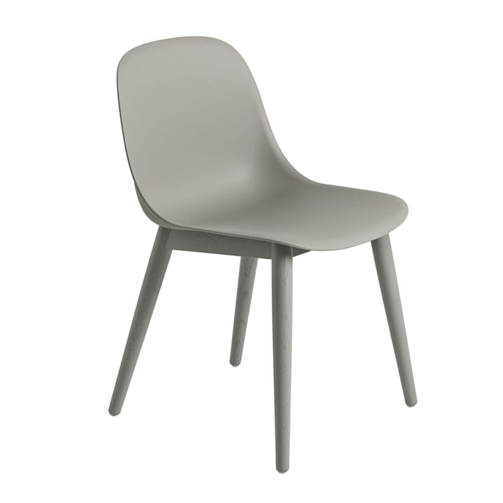 Chaise Fiber Side Chair avec pieds en bois - Grey (plastic) - Muuto