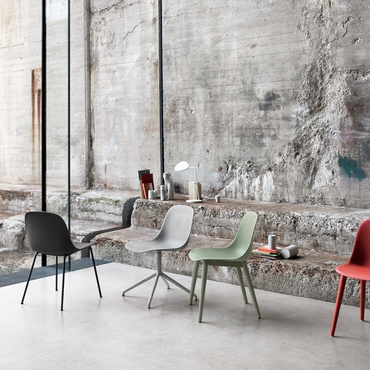 Chaise Fiber structure acier assise plastique, Black-Anthracite black Muuto