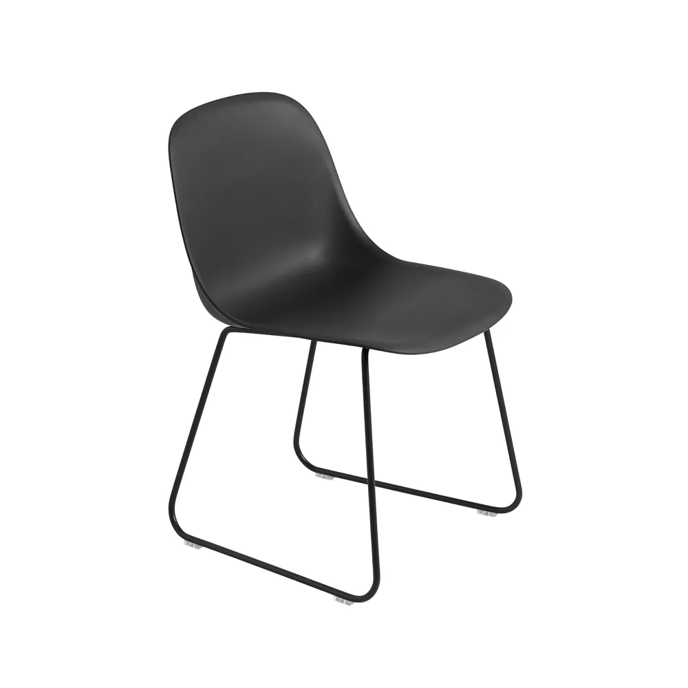 Chaise Fiber structure acier assise plastique, Black-Anthracite black Muuto