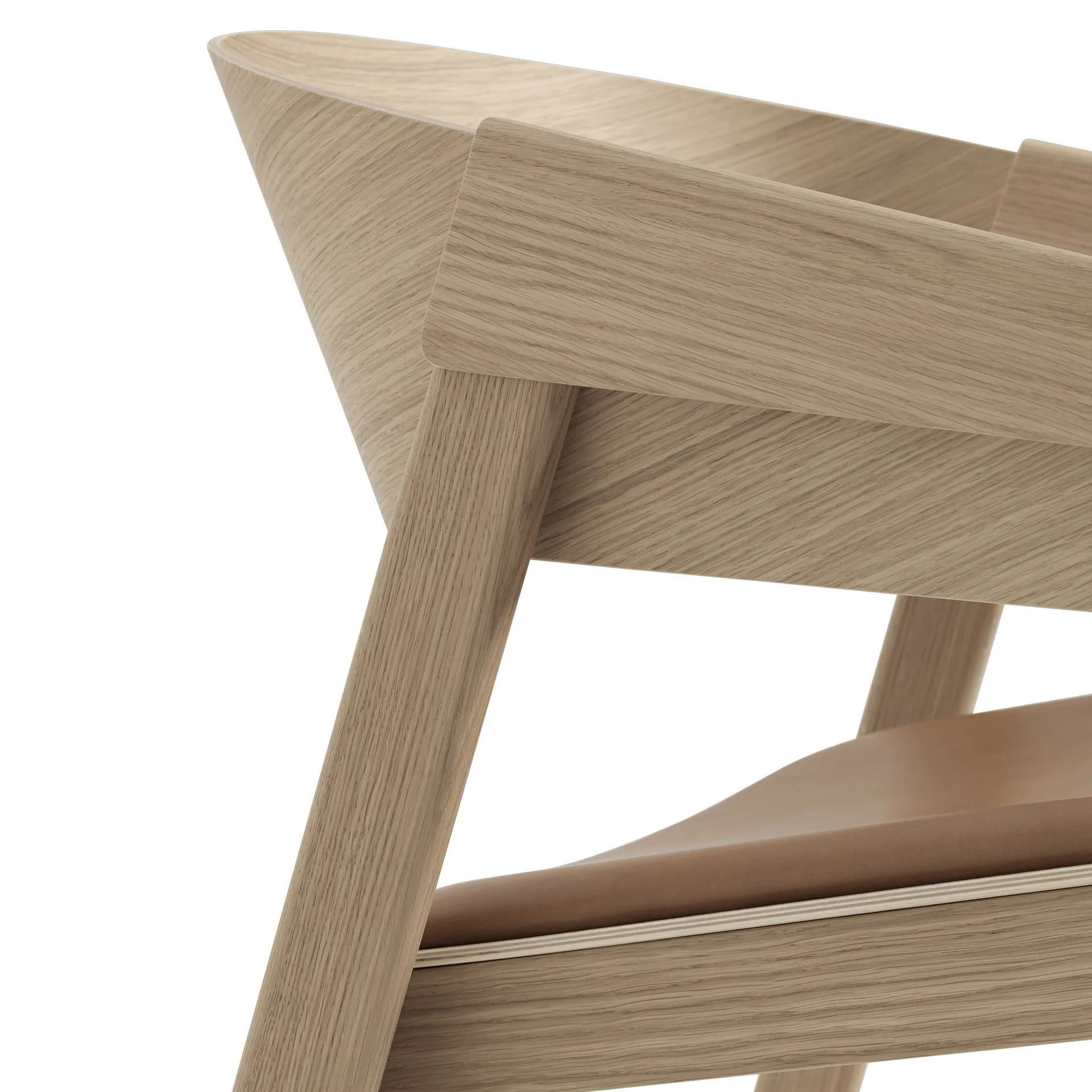 Chaise lounge Cover cuir, Cognac-chêne Muuto