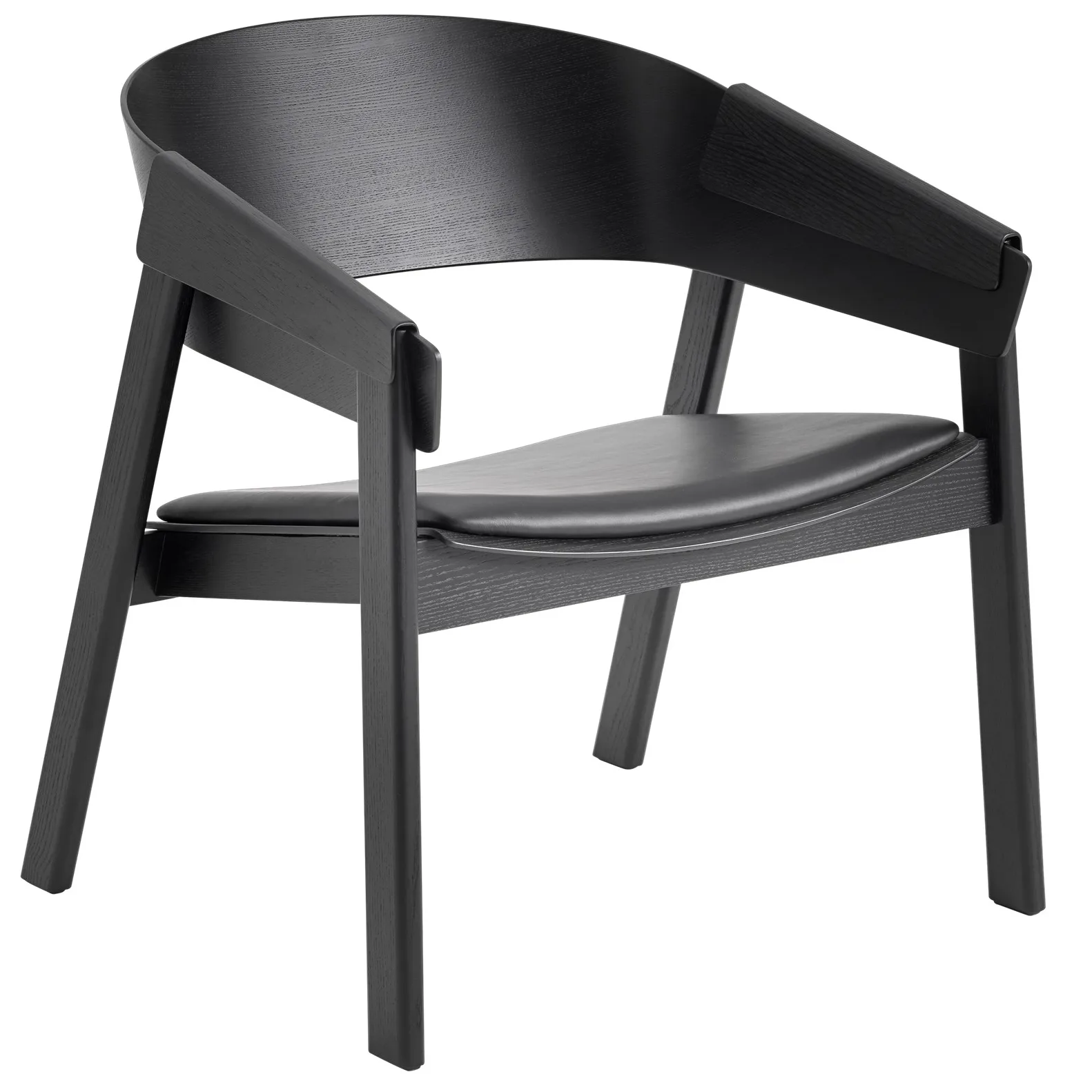 Chaise lounge Cover cuir, Noir-noir Muuto