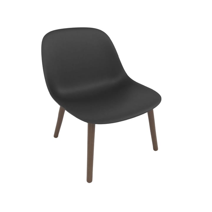 Chaise lounge Fiber wood base - black, pieds lasurés marron foncé - Muuto