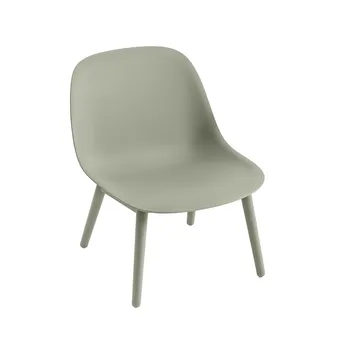 Chaise lounge Fiber wood base - dusty green, pieds dusty green - Muuto